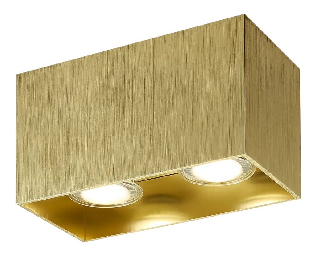BABAR Plafondlicht geborsteld goud vierkant 2xGU10 excl (max 50W)