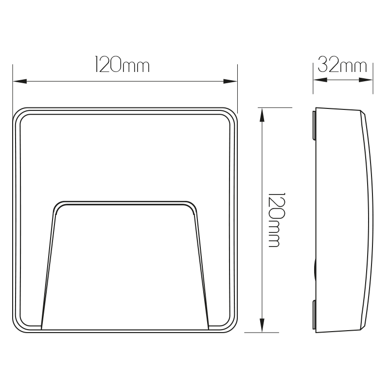 SIBO LED 310Lm 2,8W vierkant, cover zwart, wit, grijs IP65 - 2