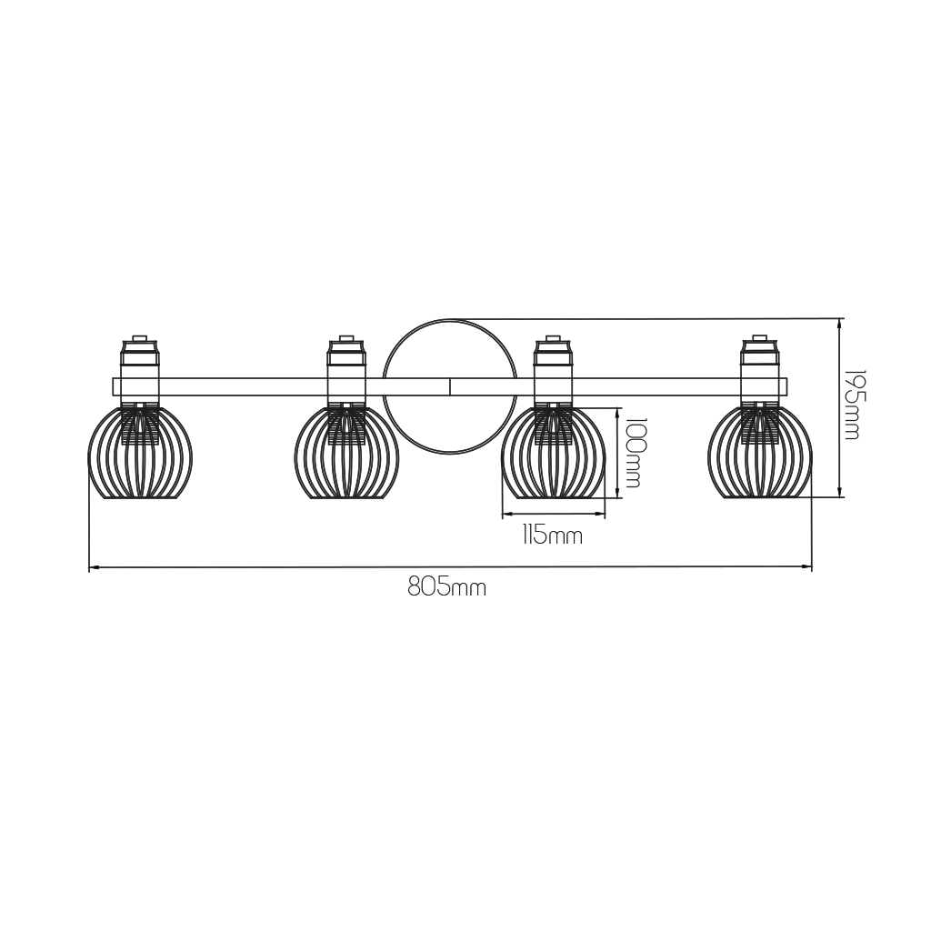 RAGA Plafond licht balk 4x zwart / brons - 2