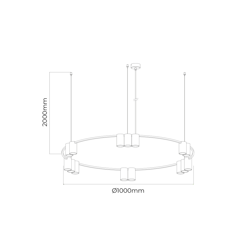 ISE Pendel 15x GU10 excl Ø1000mm geborsteld brons + zwart - 2