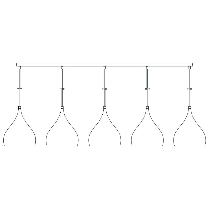 Losse opbouw basis voor pendels 5x, wit, 180cm - 2