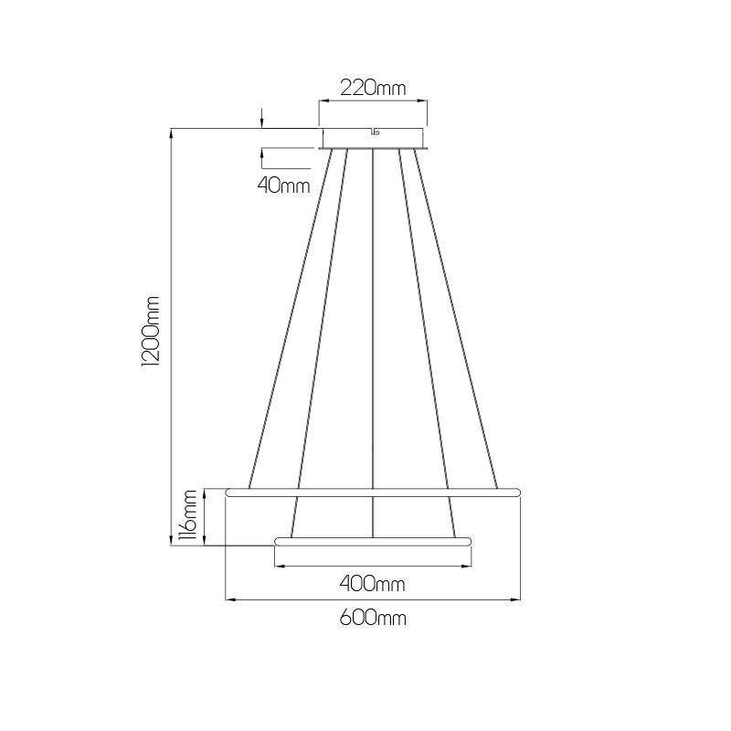 ANNU LED pendel 2 ringen 53W SMD LED 3000K dimbaar ø600+400mm wit - 2