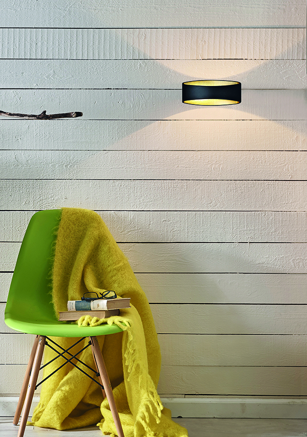 MYRA wandlicht up-down LED 7,5W satijn zwart/goud dimbaar - 2