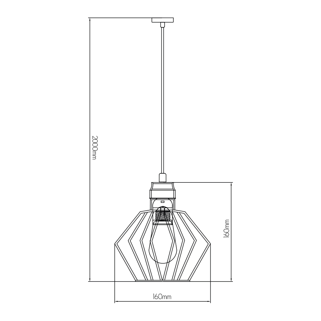 SHURU 1x E27 pendel zwart+koper Ø16cm - 2