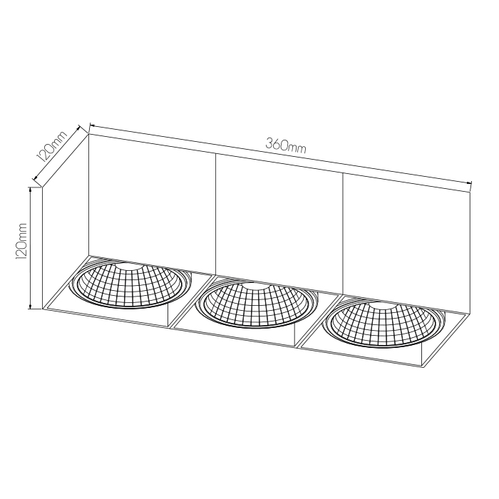 BOX-3L vierkant wit incl. 3x AR111 12,4W 2700K - 2