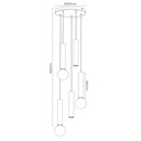 TABOO pendel 5L 2xGU10 (excl) 3xE27 (excl) zwart + geborsteld goud - 2
