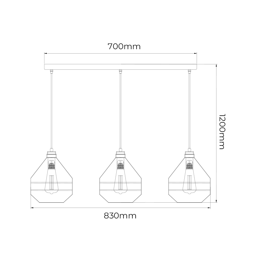 JOTI pendel 3x E27 zwart + koper_3403140 - 2