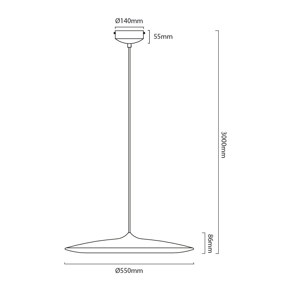 ELYSIUM 12W LED Pendel Ø550mm dimbaar zwart - 2