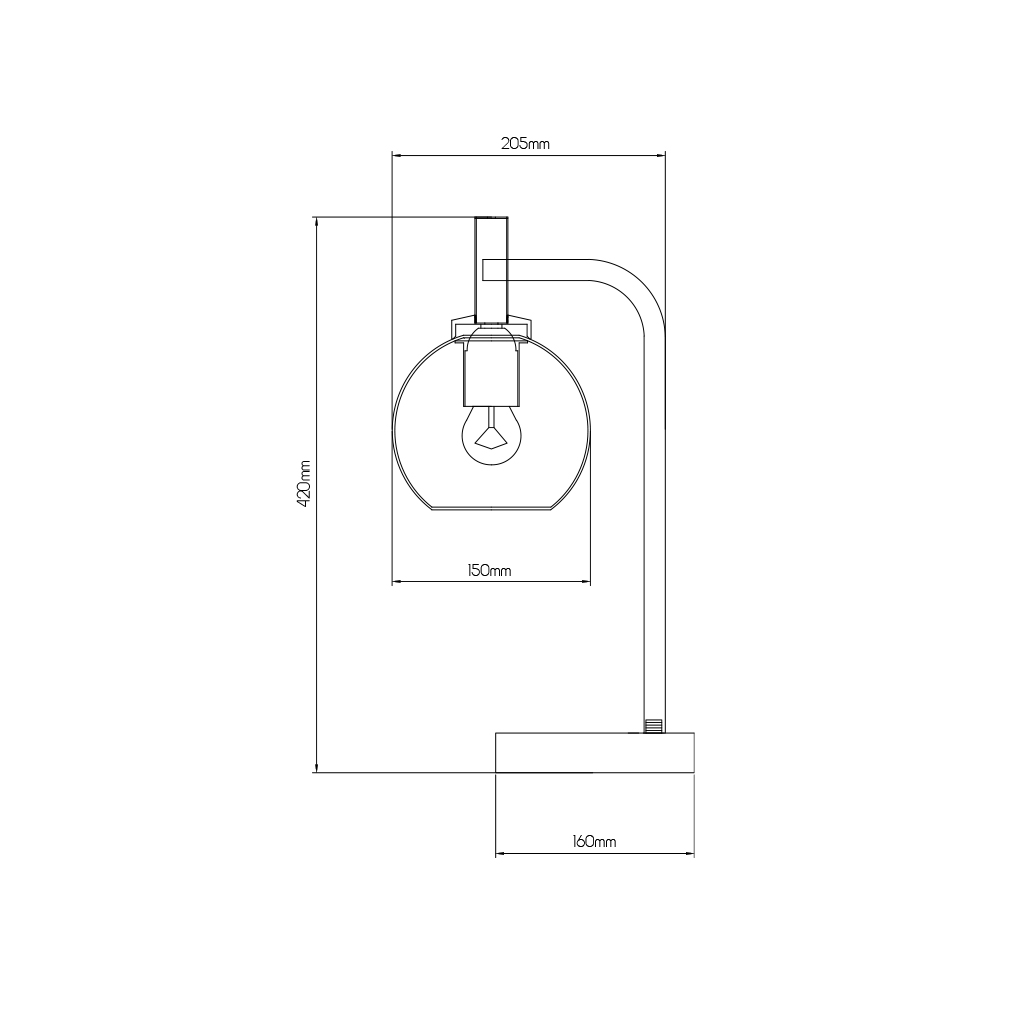 OSIRA Tafellamp E27 Zwart, helder glas Ø150mm - 2