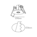 43mm Ø36mm inbouw basis voor pendel - wit - 2