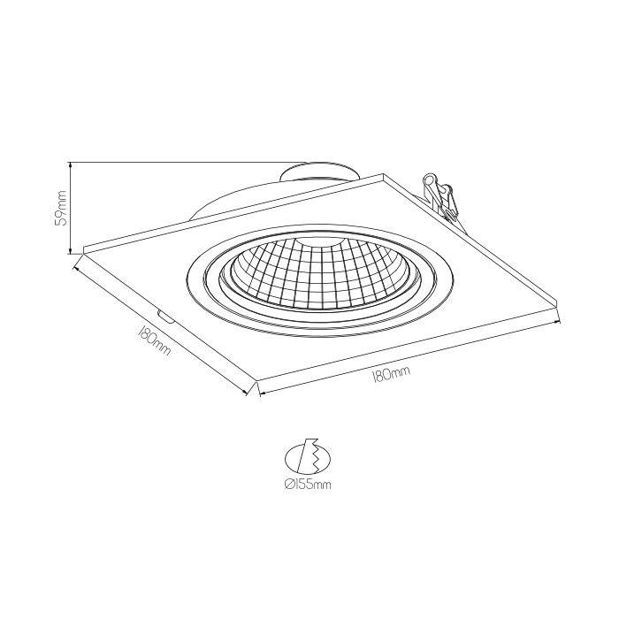 ZOOM AR111 SQ 1L inbouwspot wit incl. AR111 12,4W 2700K - 3