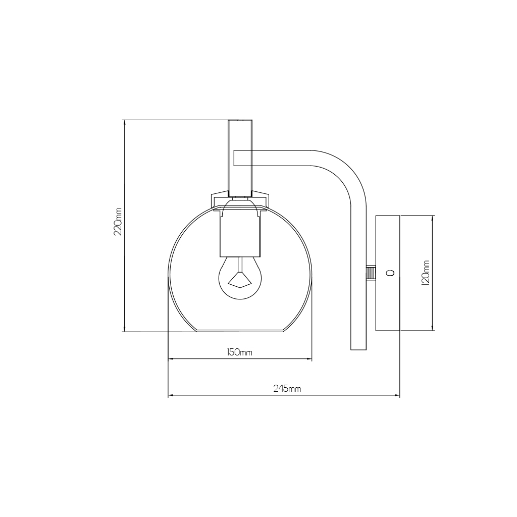 OSIRA Wandlicht E27 Zwart, helder glas Ø150mm - 2