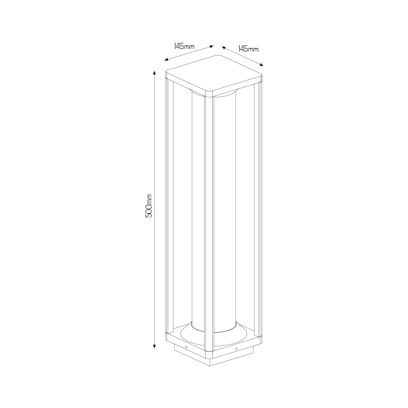 KELSO paal 500mm 1xE27 max 15W IP65 mat zwart - 2