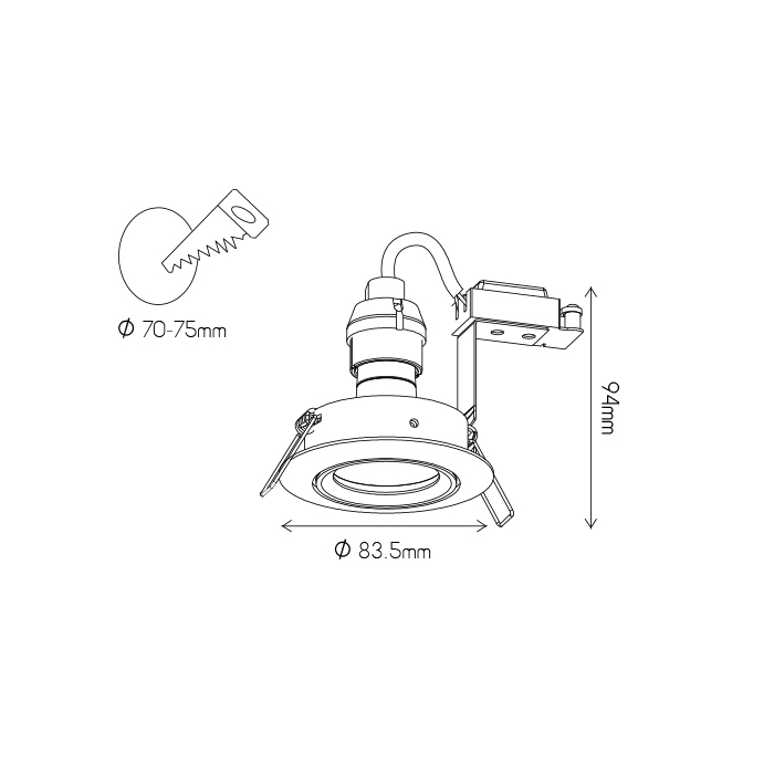 SATURN inbouwspot richtbaar GU10 (excl.Lamp) geborsteld alu 83mm - 2