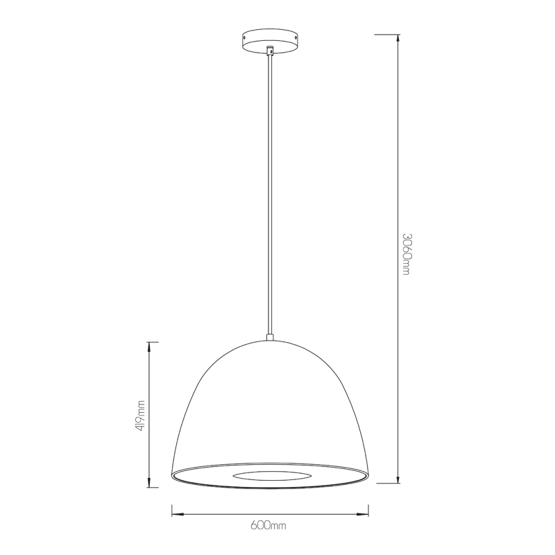 NOBU pendel diam 600mm 1*E27 wit (kabel 300cm) - 2