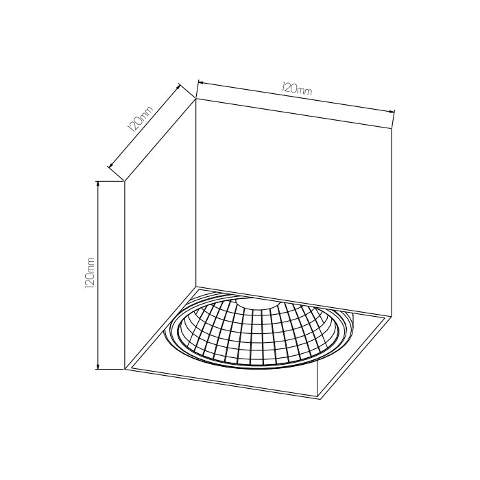 BOX-1L vierkant wit incl. AR111 12,4W 2700K - 2