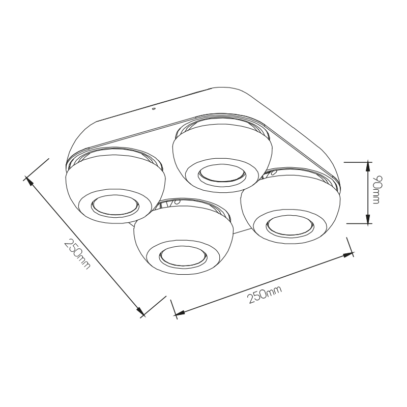 OLEO plafonier dimbaar 4x7W LED 3000K wit - 2