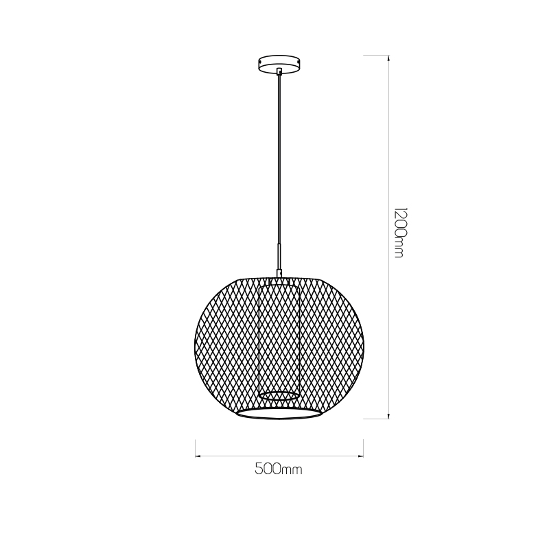 LUNKI pendel 1xE27 zwart/wit glas diam 50cm - 2