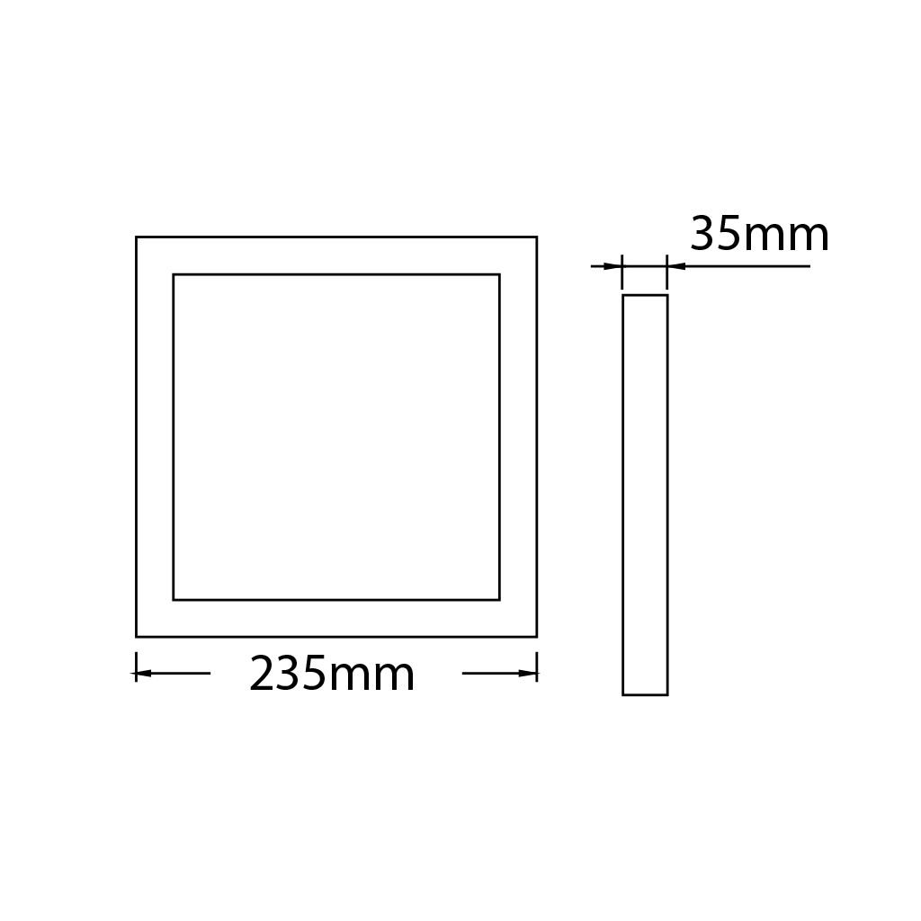 FLUKE LED plafonnier vierkant Wit 18W 3000K 23,5cm - 2