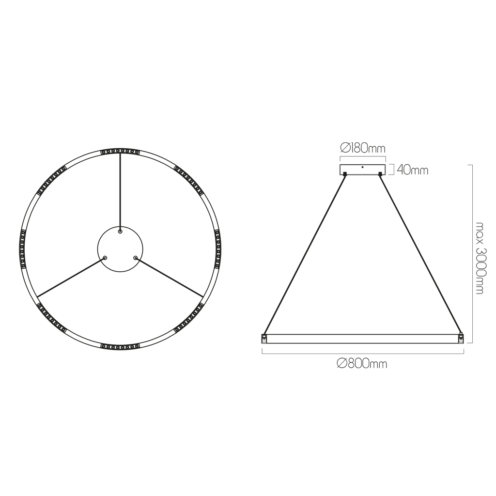 BATON LED 52W 3000K Pendel rond Ø800mm - 2