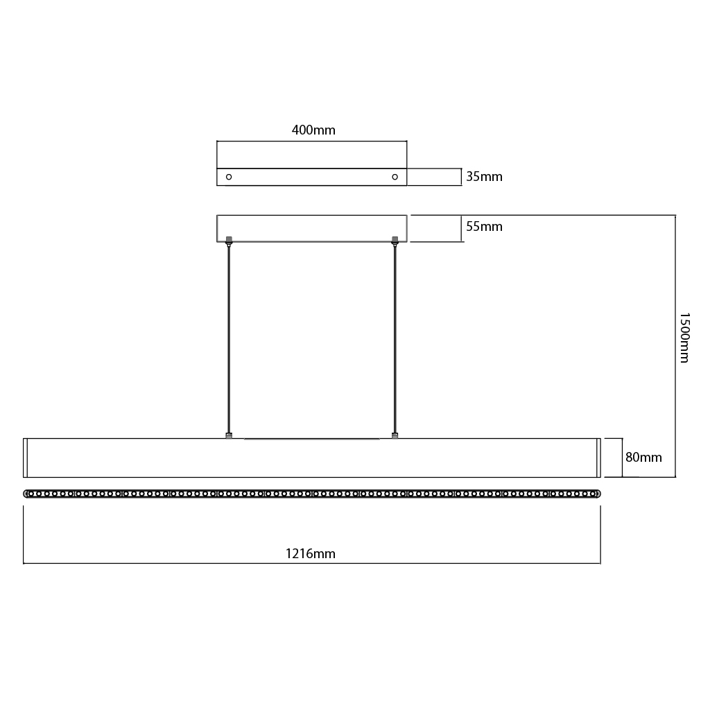 ALYN LED 38W 3000K Pendel 1200mm goud - 2