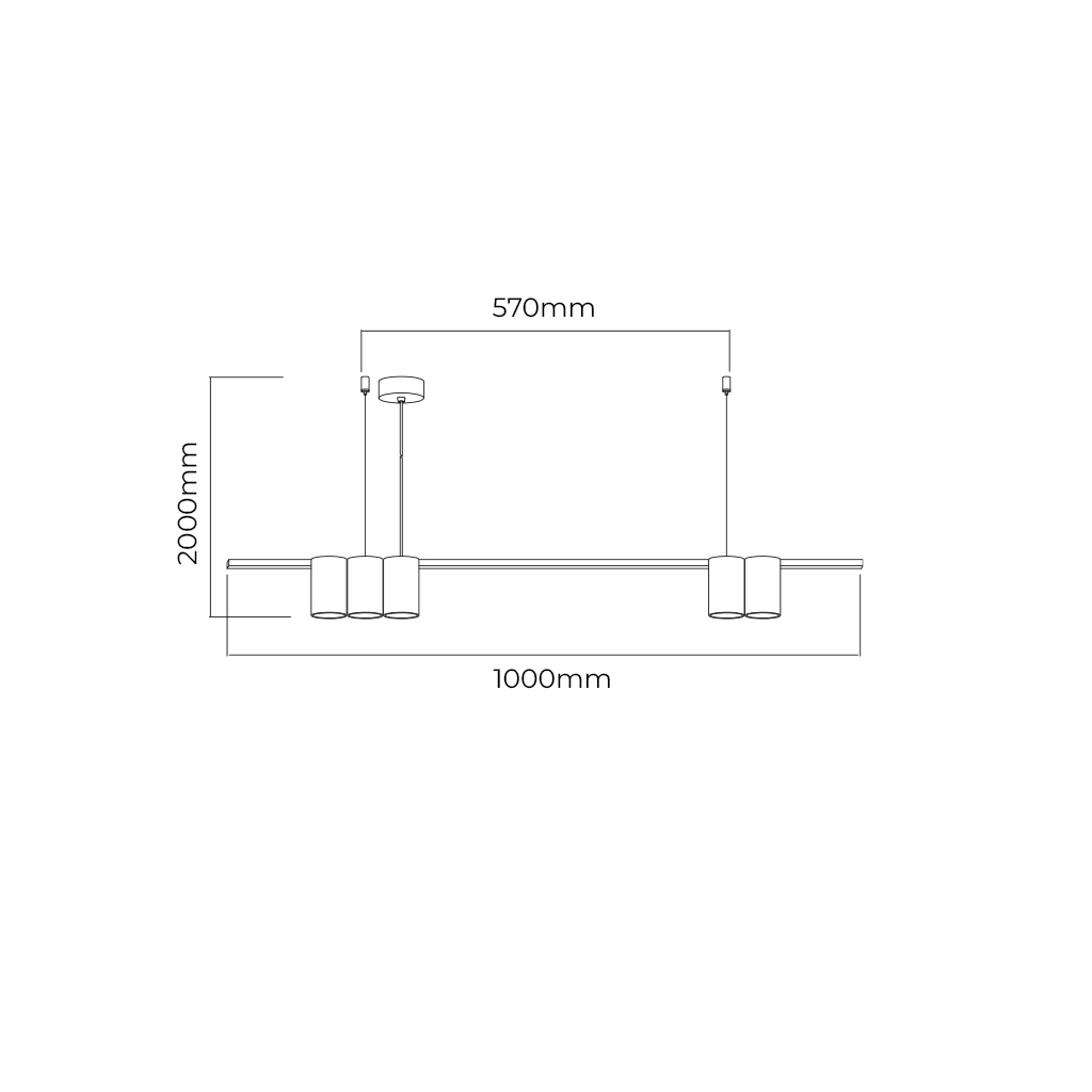 ISE Pendel 5x GU10 excl 1000mm geborsteld brons + zwart - 2