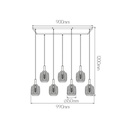 OKIRU Pendel Balk 7xE27 Zwart + 7x as grijs glas Ø150mm - 2