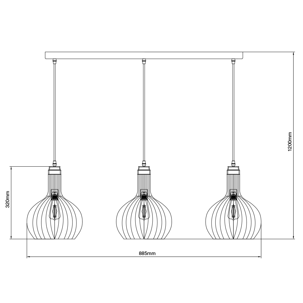 RAGA 3x E27 pendel zwart+koper_3403554 - 2