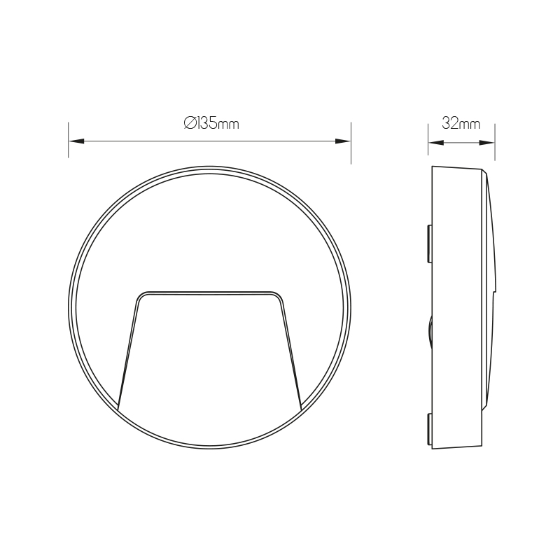 SIBO LED 310Lm 2,8W rond, cover zwart, wit, grijs IP65 - 2