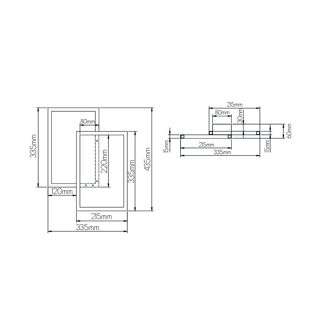NORI LED 42W 3000K wit 435x335x60 dimbaar - 3