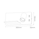 DUSK wandl rechts + USB GU10 (excl) + LED 7W 2700K zwart + geb brons - 2