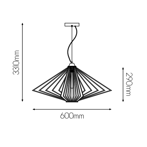 DAXOS 1x E27 pendel zwart Ø60cm - 2