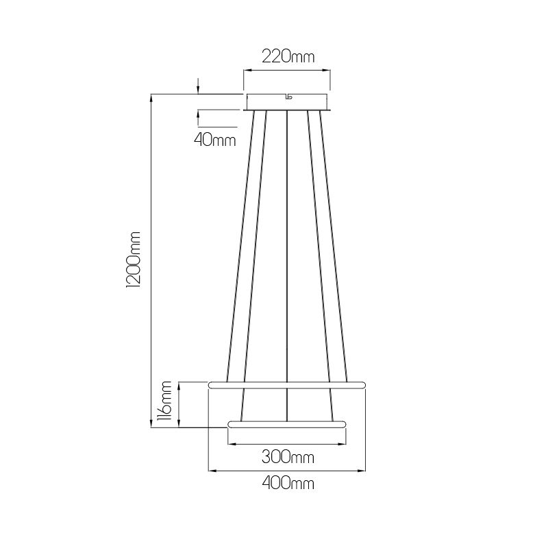 ANNU LED pendel 2 ringen 36W SMD LED 3000K dimbaar ø400+300mm wit - 2