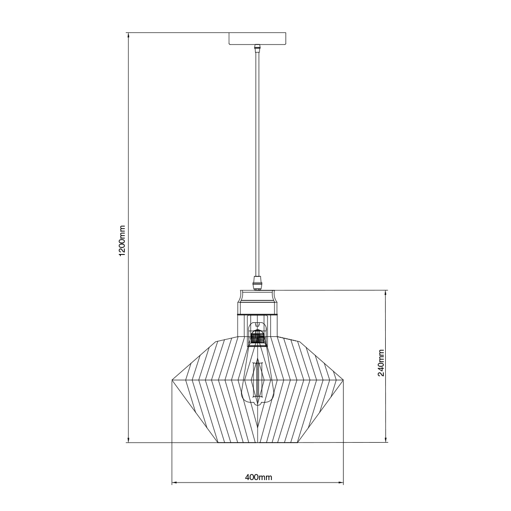 SHURU 1x E27 pendel zwart + koper Ø40cm - 2