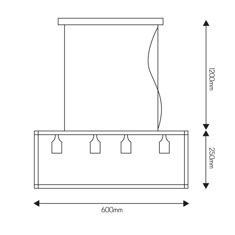 KAGO antiek koper pendel vierkant 4xE27 max 60W - 2