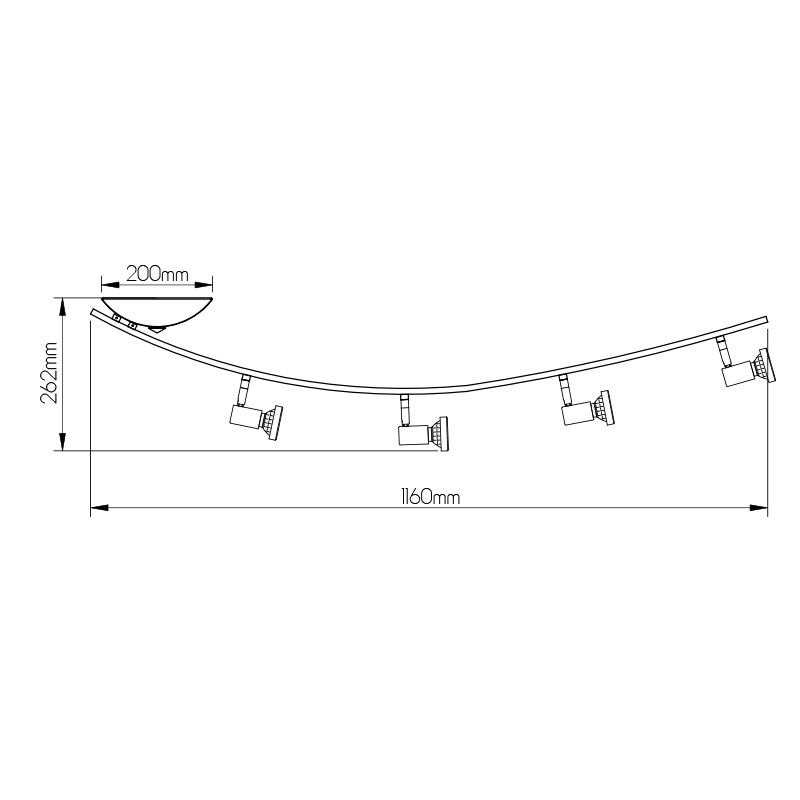 XZIBIT boog 4x GU10 5W LED wit/chroom - 2