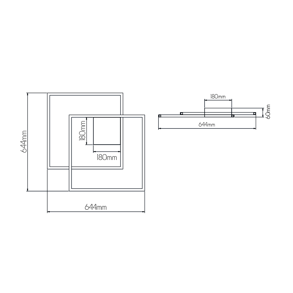 NORI LED 56W 3000K wit 675x615x60 dimbaar - 2