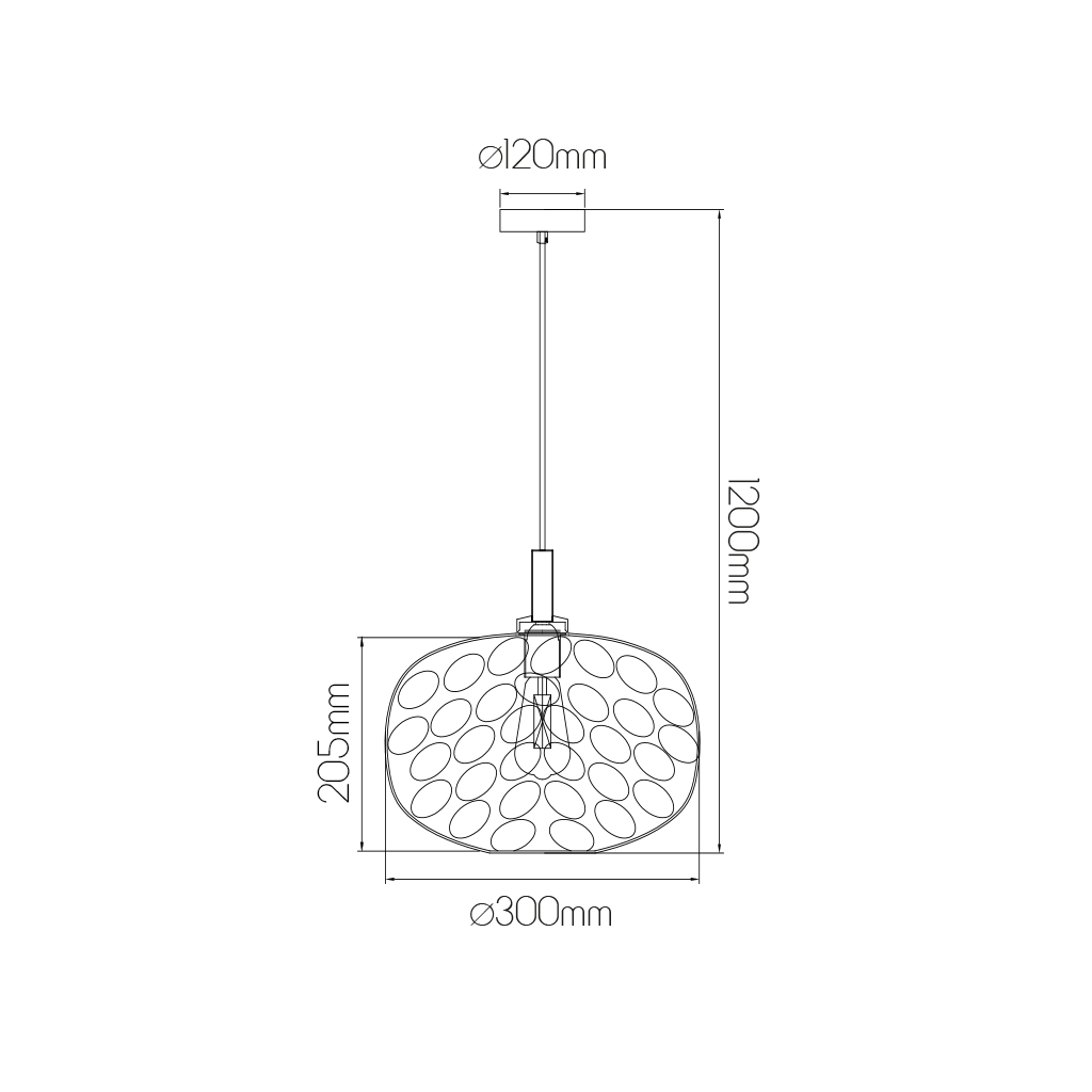 OKIRU Pendel E27 Goud + as grijs glas Ø300mm - 2