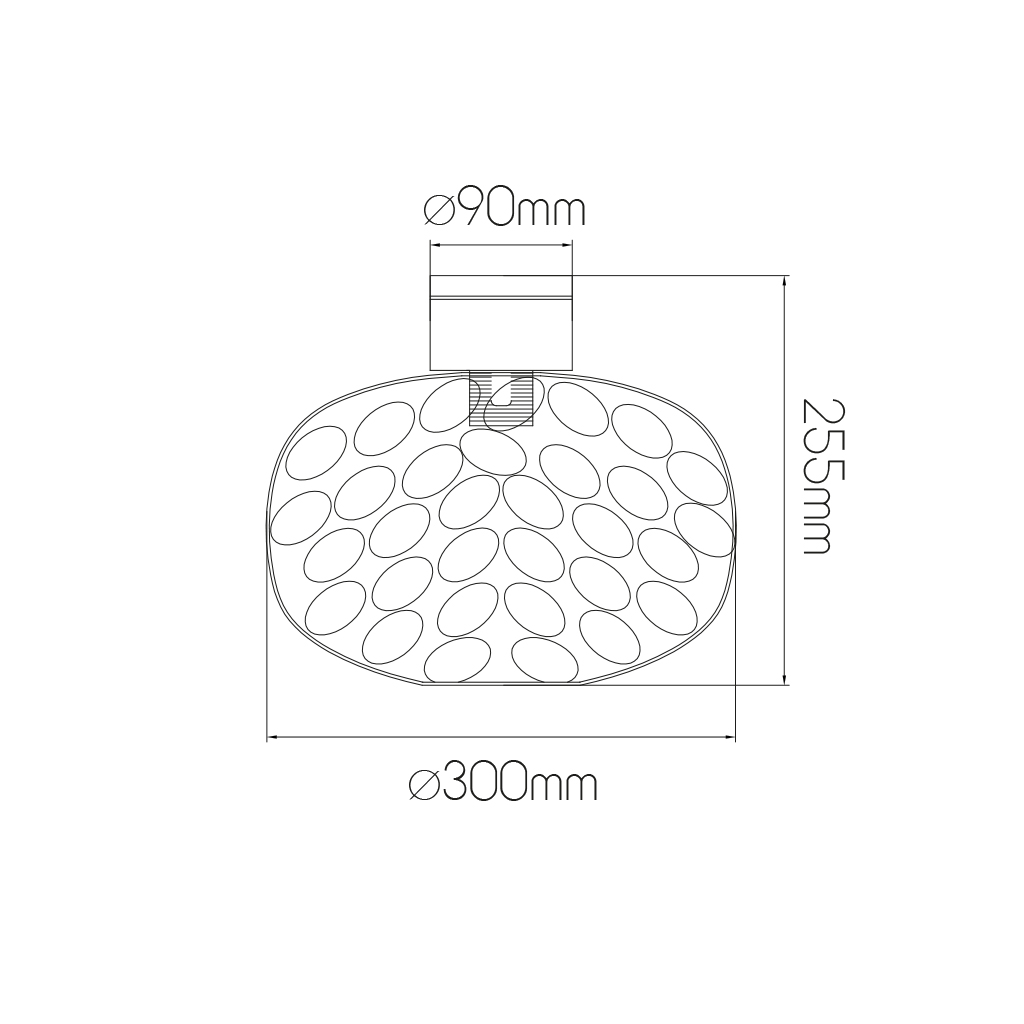 OKIRU Plafond lamp E27 Goud + as grijs glas Ø300mm - 2