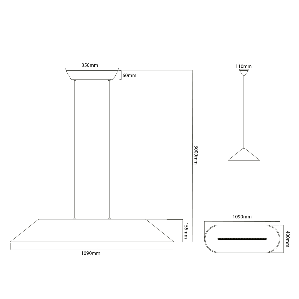 FONIC 23W LED Pendel 1090x401mm dimbaar vilt licht bruin / grijs - 3