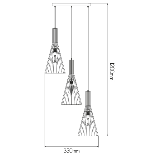 THAN pendel 3x E27 mat zwart + witte kap - 2