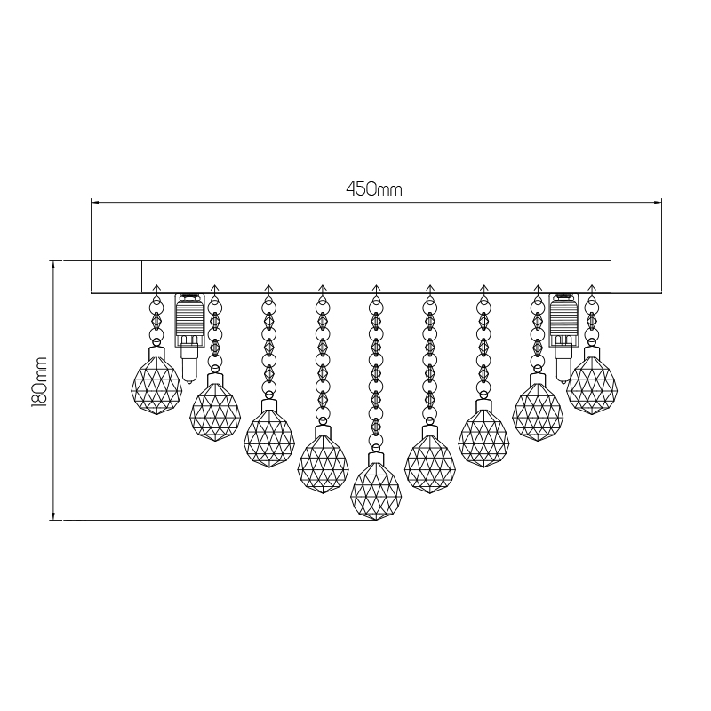 KRISTO round plaf. Chroom/cristal 6xG9 2,5W dim LED  incl - 2