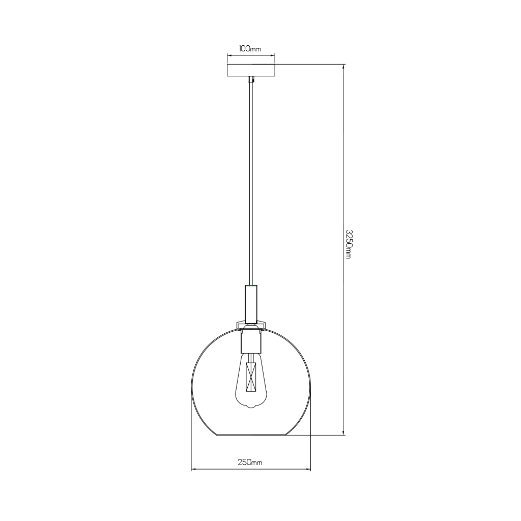 OSIRA Pendel E27 Zwart, helder glas Ø250mm - 2