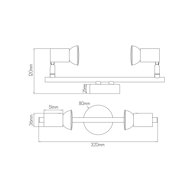 RIVERA 2xGU10 5W dimbare LED Chroom IP44 - 2