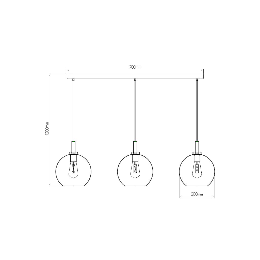 OSIRA Pendel E27 3L Zwart, helder glas 3x Ø200mm - 2
