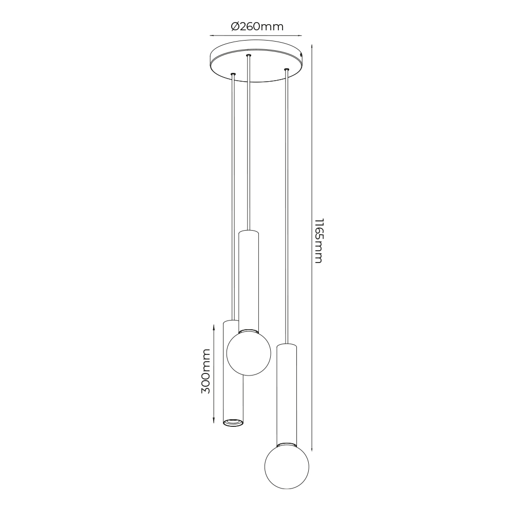 TABOO pendel 3L 1xGU10 (excl) 2xE27 (excl) zwart + geborsteld brons - 2