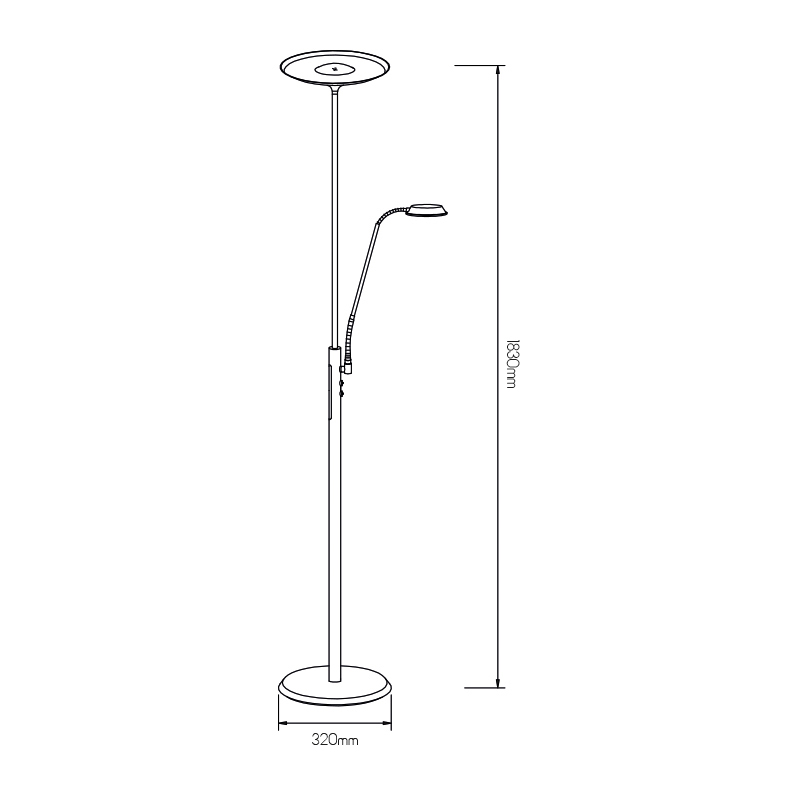 OTTO Vloerlamp LED 30W + 6W zwart/chrome - 2