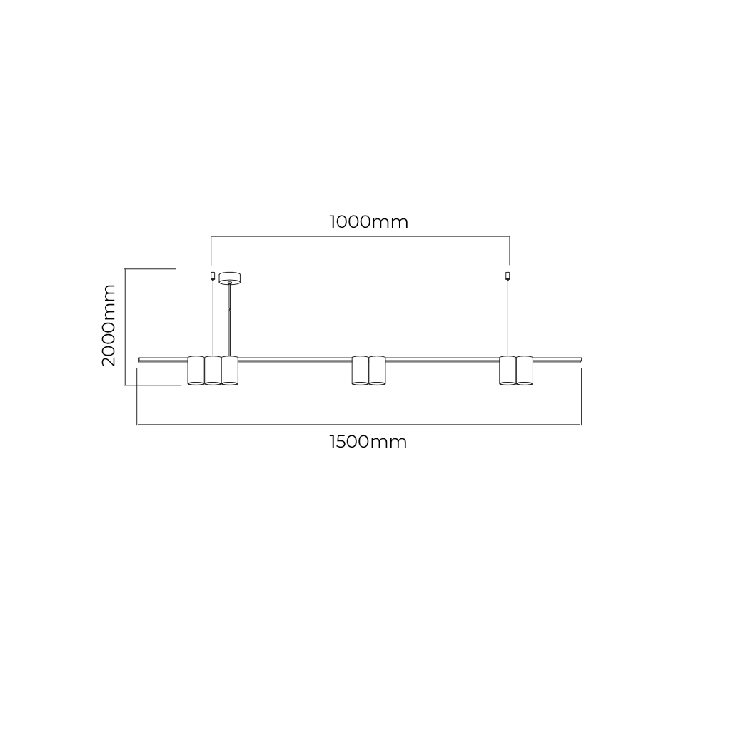 ISE Pendel 7x GU10 excl 1500mm geborsteld goud + zwart - 2