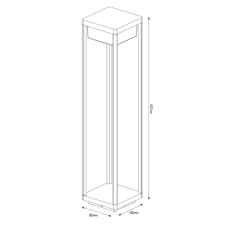 NERES paal 800mm 10,5 Watt SMD LED 3000K IP65 zwart - 2