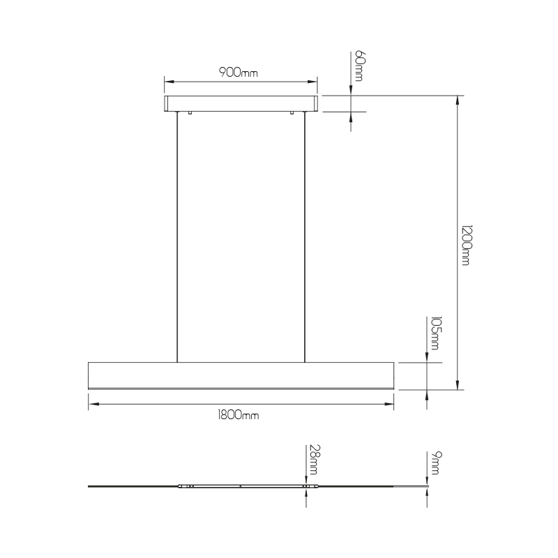 PURE LED pendel lang 180cm 37W wit - 2